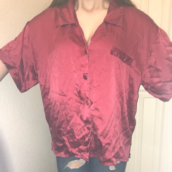 silky button up pj shirt - Picture 3 of 5